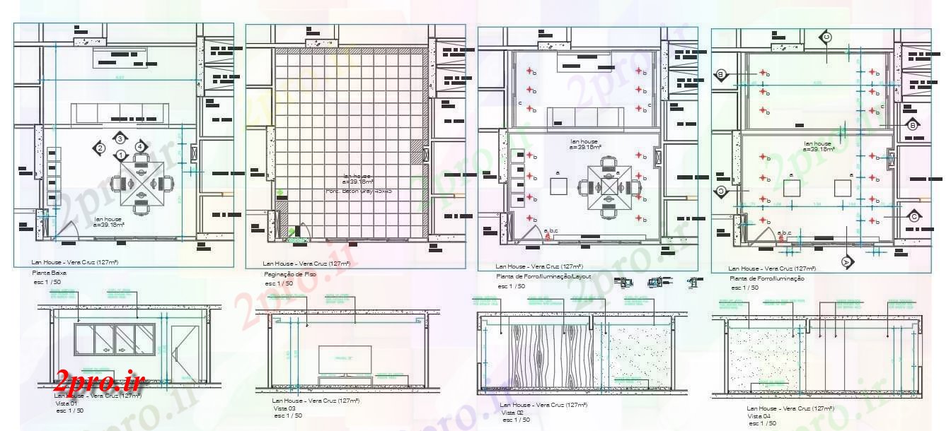 دانلود نقشه مسکونی ، ویلایی ، آپارتمان طرحی چیدمان شبکه خانه و طراحی بخش 6 در 7 متر (کد54182)