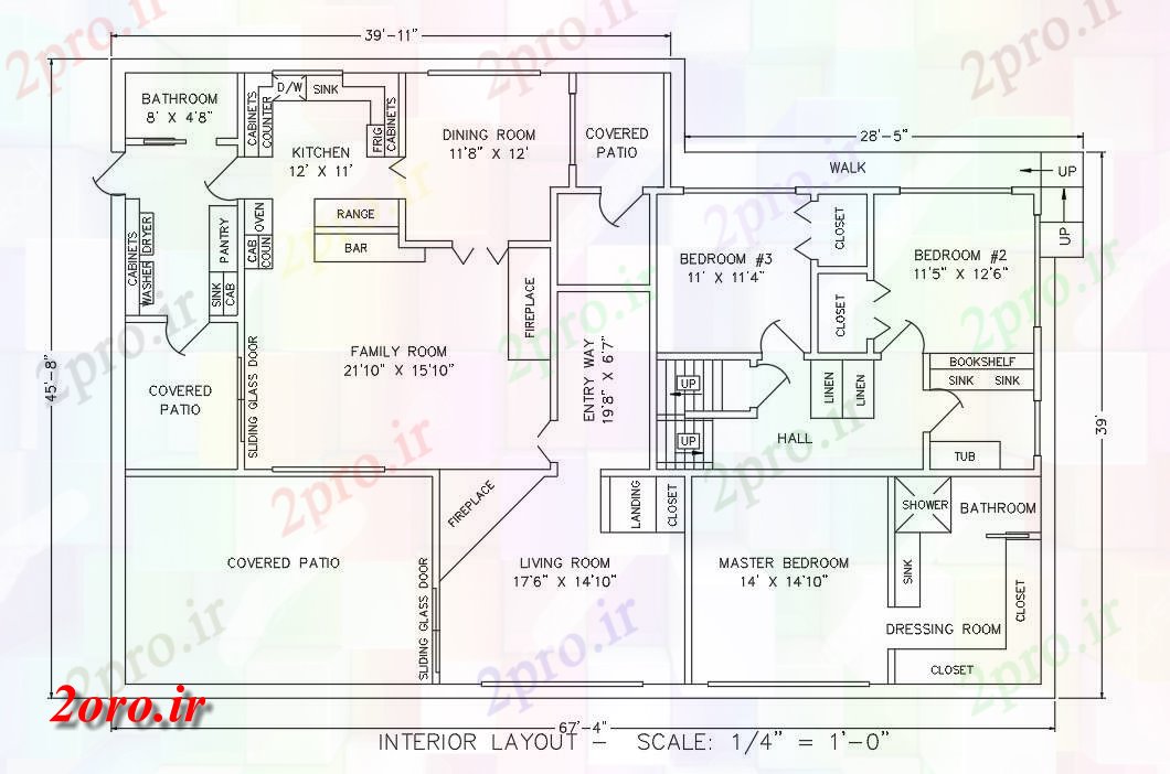 دانلود نقشه مسکونی ، ویلایی ، آپارتمان فضای داخلی خانه طرحی برای تمکین کردن چیدمان 13 در 20 متر (کد54199)