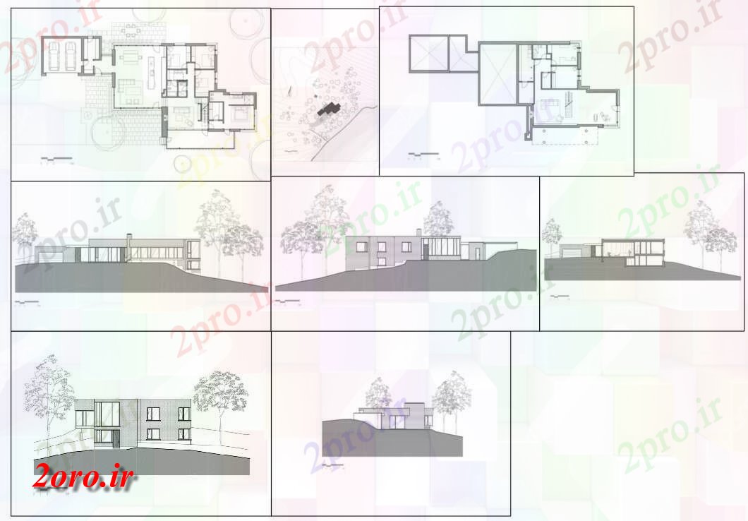 دانلود نقشه  خانه مسکونی ، ویلاطرحی باشگاه خانه مبلمان چیدمان و نما با  (کد54213)