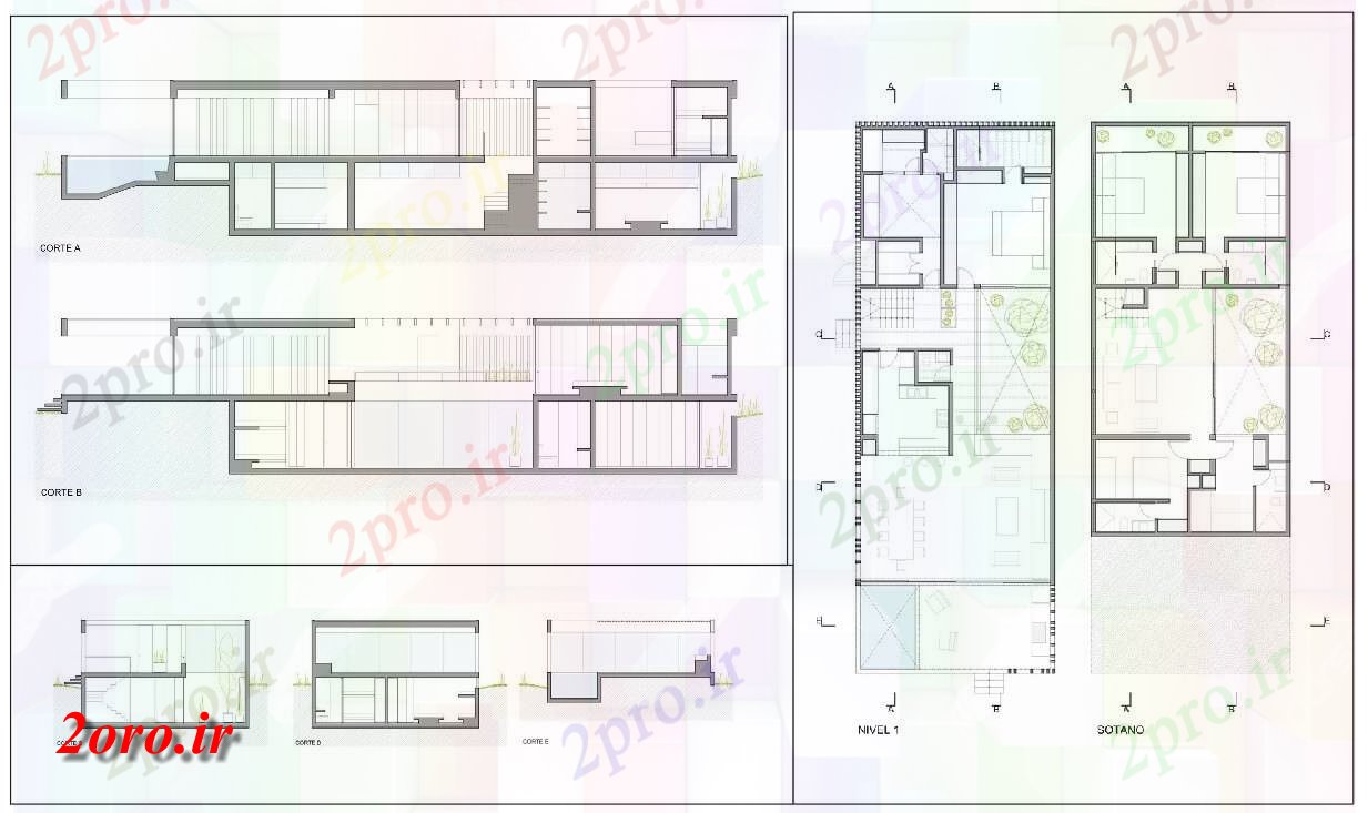 دانلود نقشه  خانه مسکونی ، ویلاپروژه مدرن خانه تجاری با  (کد54221)
