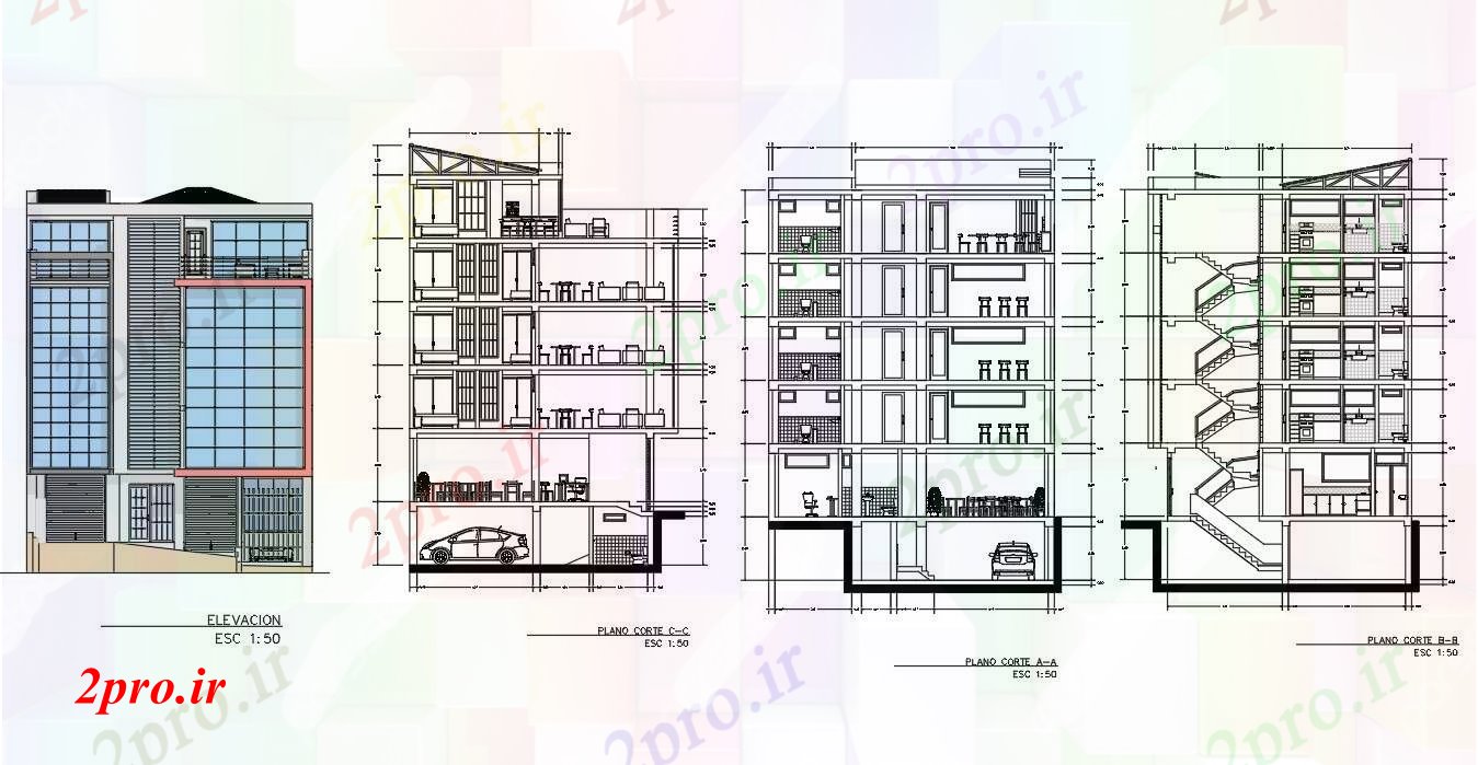 دانلود نقشه مسکونی  ، ویلایی ، آپارتمان  آپارتمان خانه نمای با بخش طراحی برای  (کد54240)