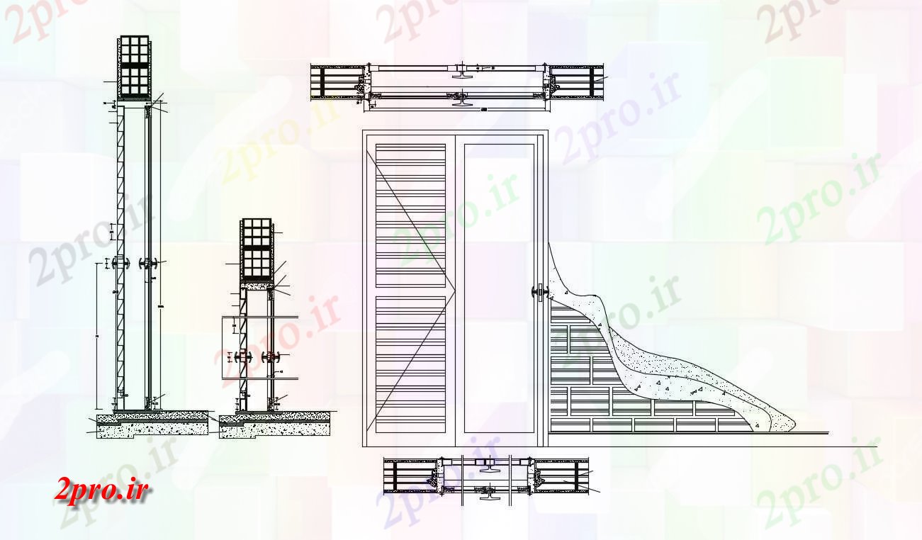 دانلود نقشه جزئیات طراحی در و پنجره  چوبی پرونده جبهه درب اتوکد (کد54258)