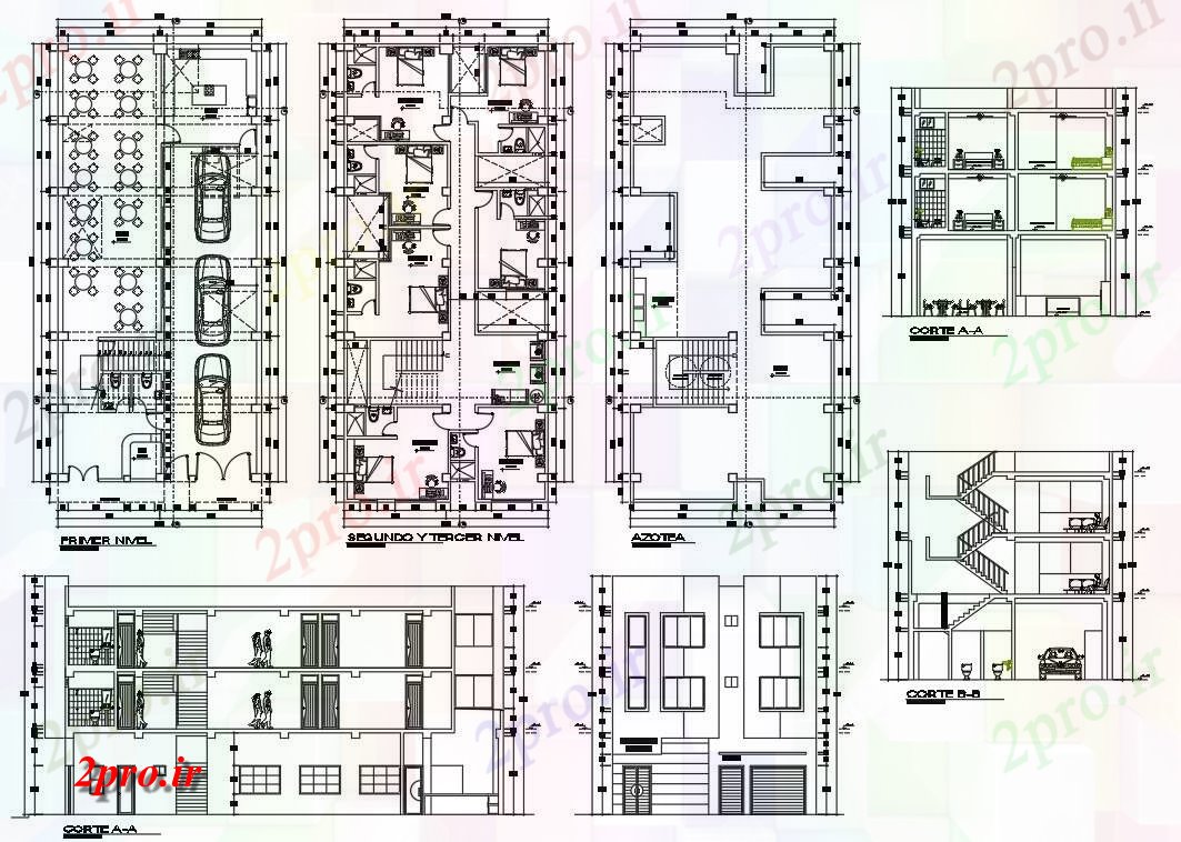 دانلود نقشه هتل - رستوران - اقامتگاه طرحی رستوران و طراحی بخش 10 در 21 متر (کد54270)