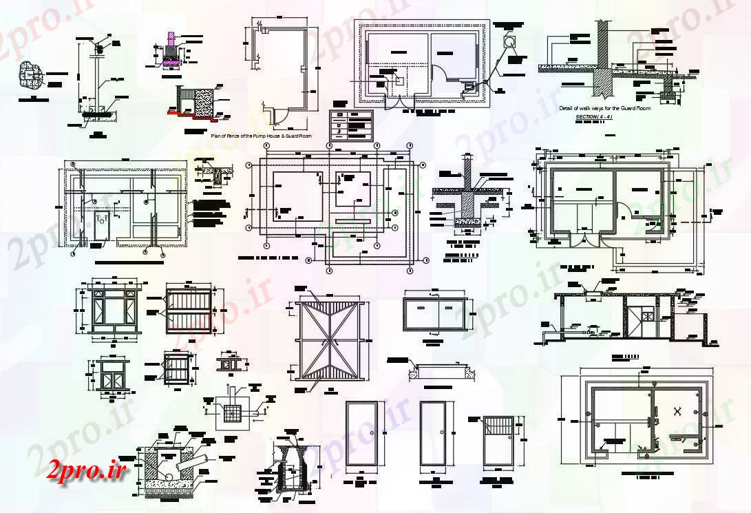 دانلود نقشه پلان مقطعی پمپ خانه طراحی و طرحی بندی طرح (کد54276)