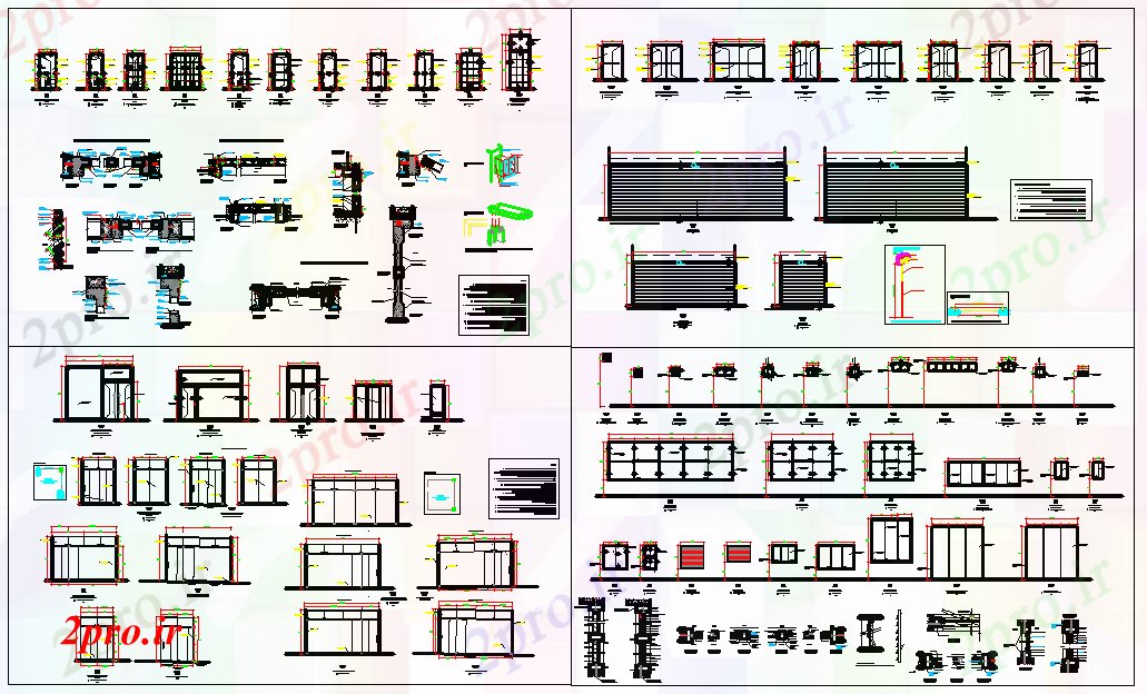 دانلود نقشه جزئیات طراحی در و پنجره  درب و پنجره طراحی (کد54300)