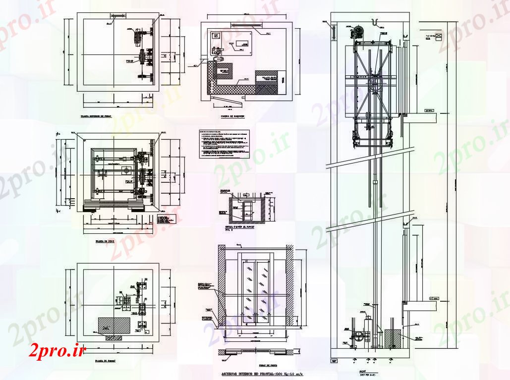 دانلود نقشه  جزئیات آسانسور و     بلوک نمای (کد54324)