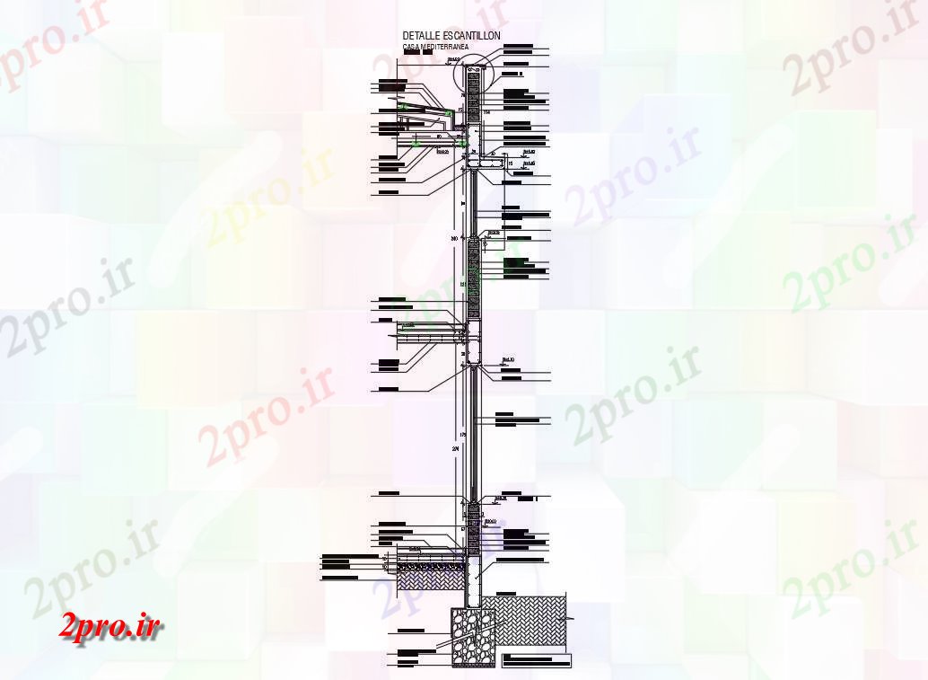 دانلود نقشه پلان مقطعی جزئیات دو سطح بخش ساختمان (کد54404)