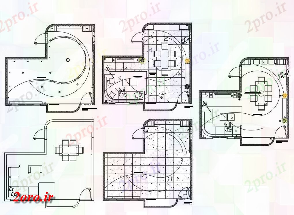 دانلود نقشه نشیمن زندگی اتاق طراحی 23 در 25 متر (کد54417)