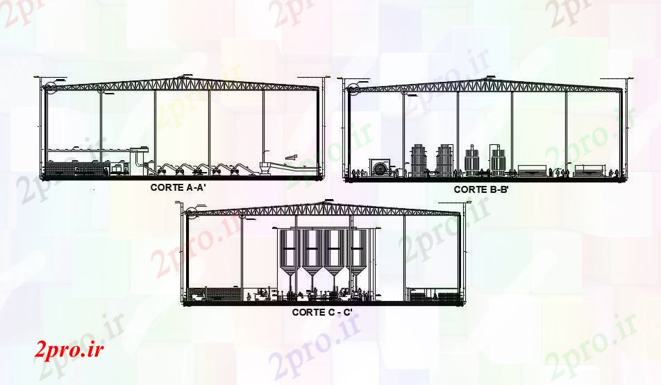 دانلود نقشه کارخانه صنعتی  ، کارگاه کارخانه طراحی (کد54428)