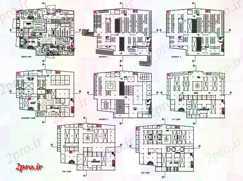دانلود نقشه هتل - رستوران - اقامتگاه هتل مجتمع هتل 3 ستاره 40 در 51 متر (کد54462)