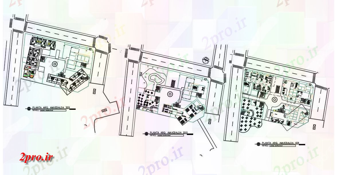 دانلود نقشه بانک طراحی دفتر 45 در 70 متر (کد54505)