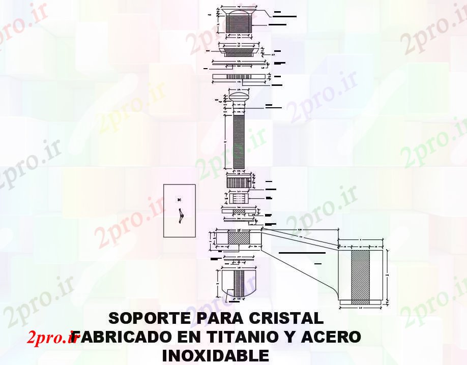 دانلود نقشه ماشین الات کارخانه جزئیات کریستال ضد زنگ فولاد پشتیبانی (کد54525)