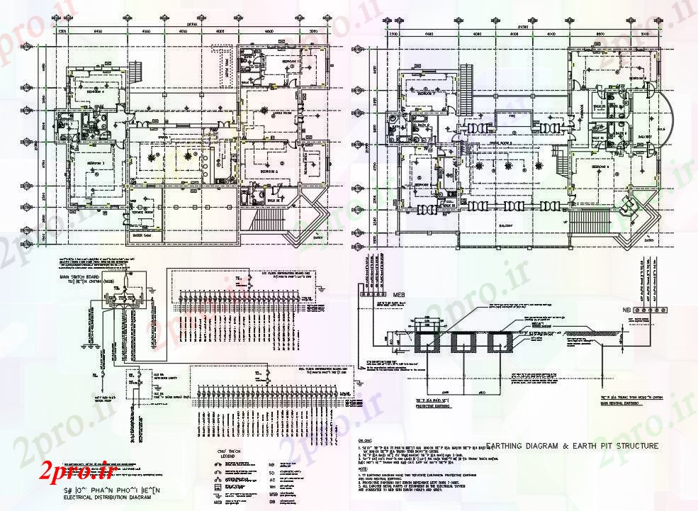 دانلود نقشه طراحی داخلی ویلا برق طراحی (کد54535)
