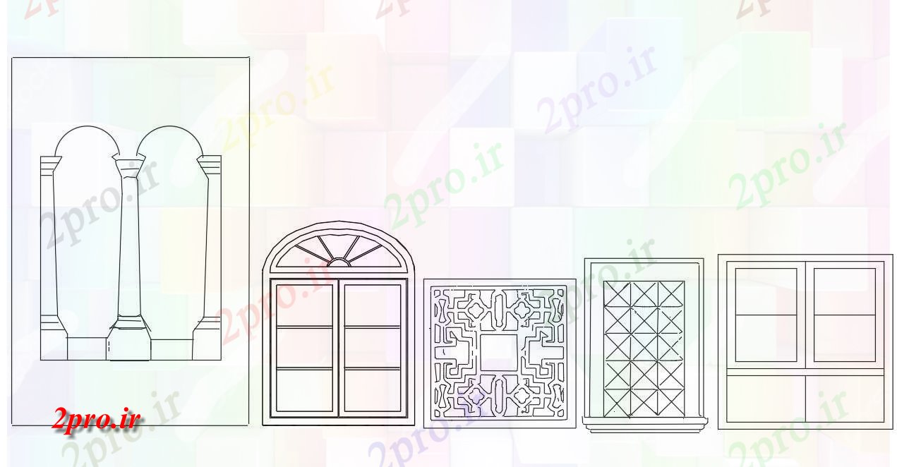 دانلود نقشه جزئیات طراحی در و پنجره  پنجره طرحی بلوک (کد54585)