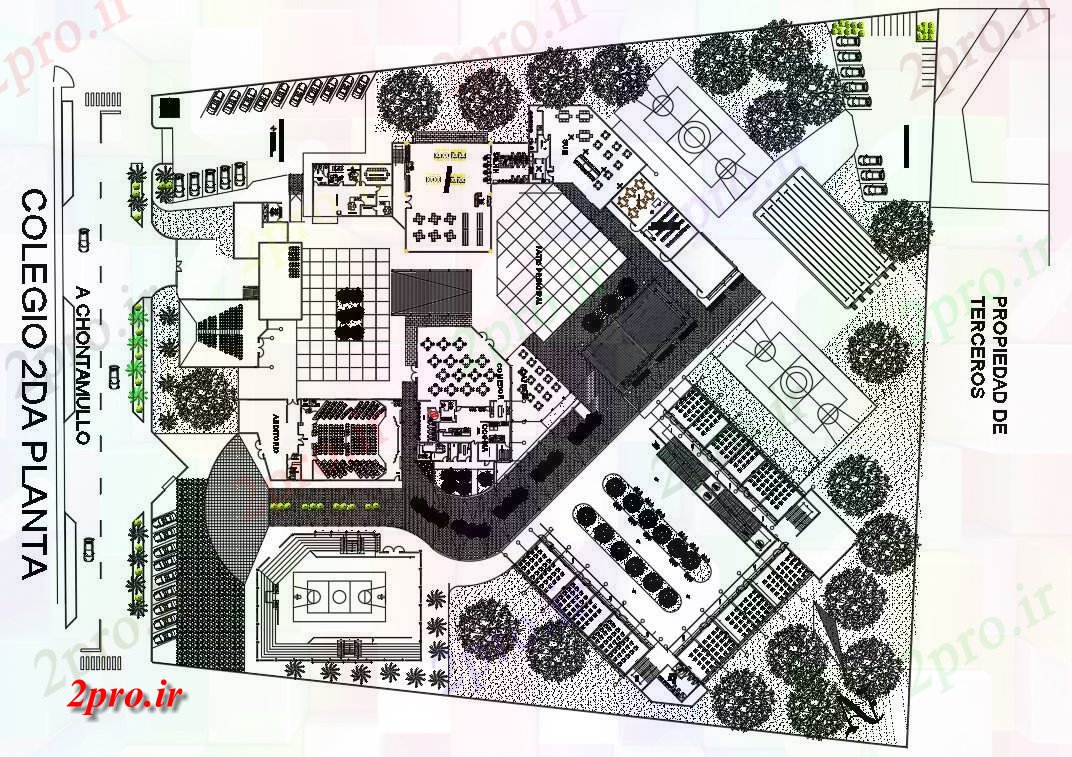 دانلود نقشه دانشگاه ، آموزشکده ، مدرسه ، هنرستان ، خوابگاه - طرحی مدرسه ساختمان اصلی 139 در 142 متر (کد54586)