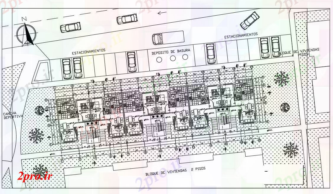 دانلود نقشه مسکونی ، ویلایی ، آپارتمان خانواده خانه 10 در 45 متر (کد54588)