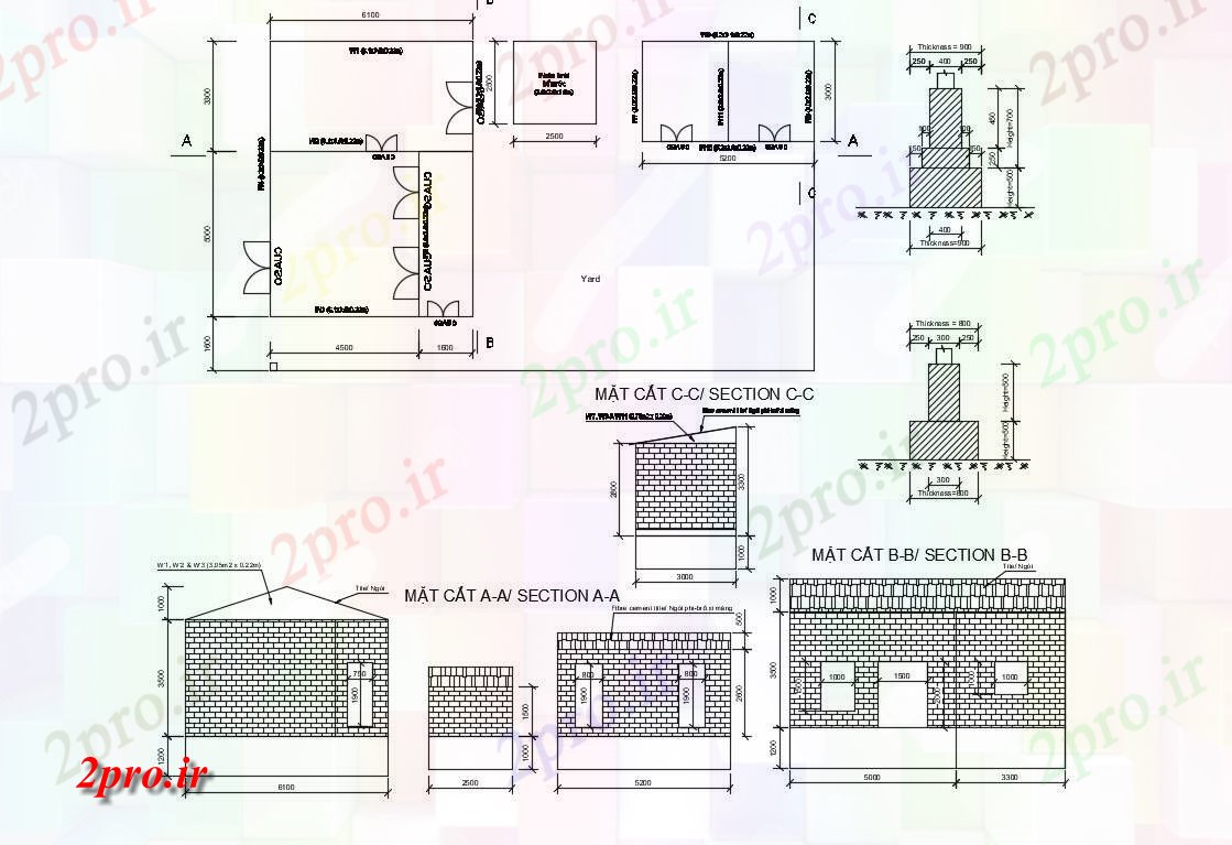 دانلود نقشه مسکونی ، ویلایی ، آپارتمان ساخت و ساز خانه طراحی 6 در 8 متر (کد54603)