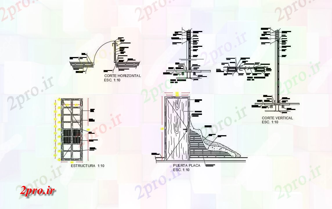 دانلود نقشه جزئیات طراحی در و پنجره  خیط و پیت کردن درب جزئیات قاب (کد54613)