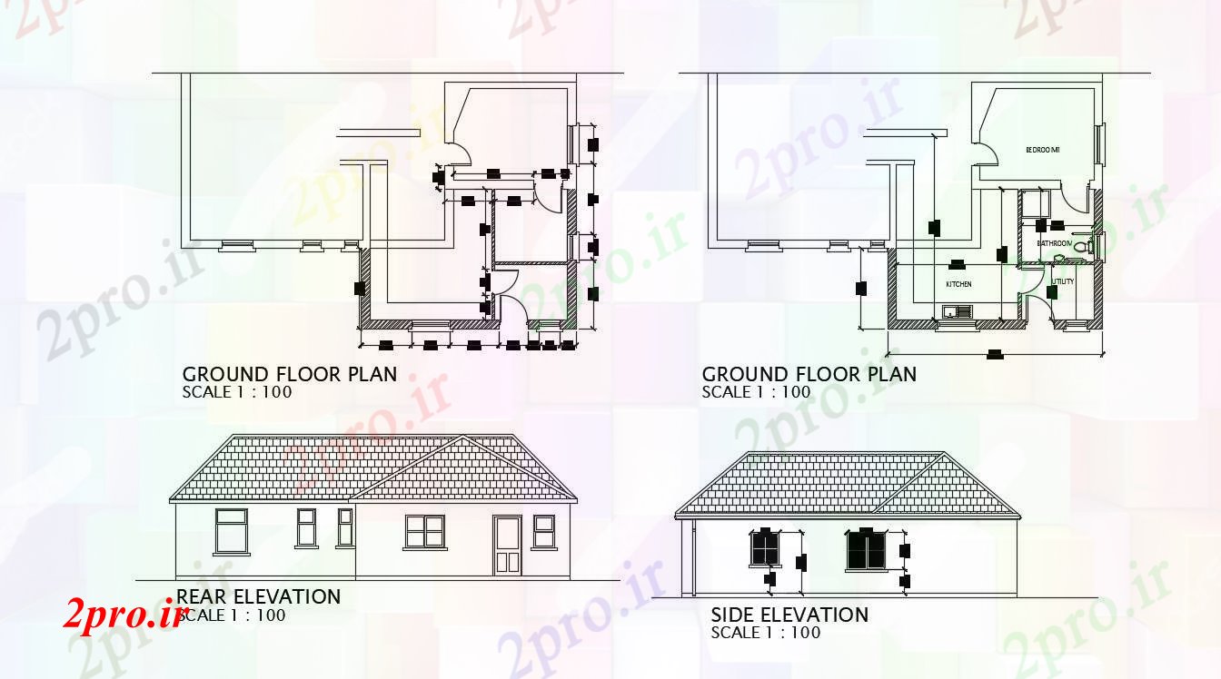 دانلود نقشه مسکونی ، ویلایی ، آپارتمان طرحی کاندو طرح 9 در 13 متر (کد54621)