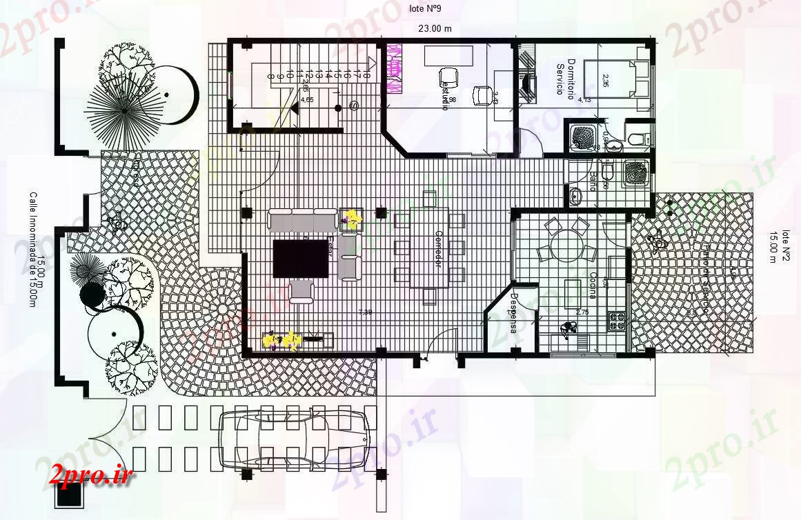 دانلود نقشه آپارتمان یک طبقه طرحی جبهه نمای 10 در 13 متر (کد54648)