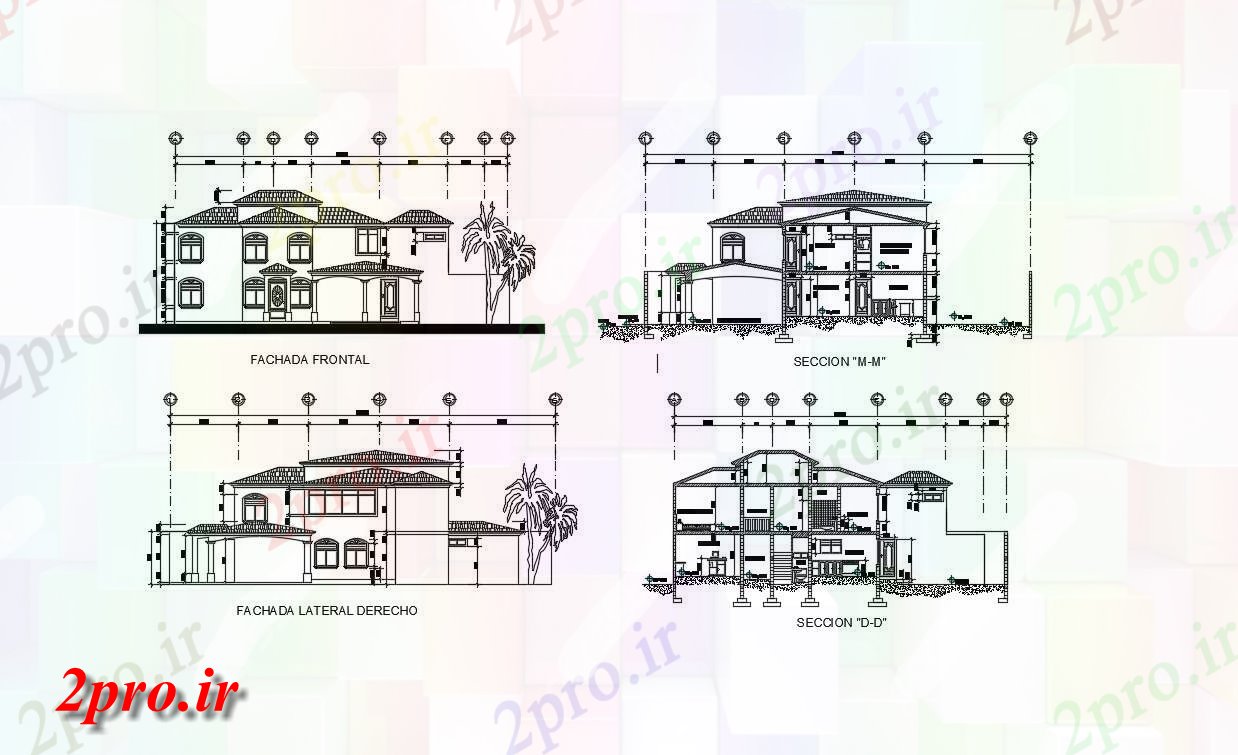 دانلود نقشه معماری خانه طبقه طراحی (کد54659)