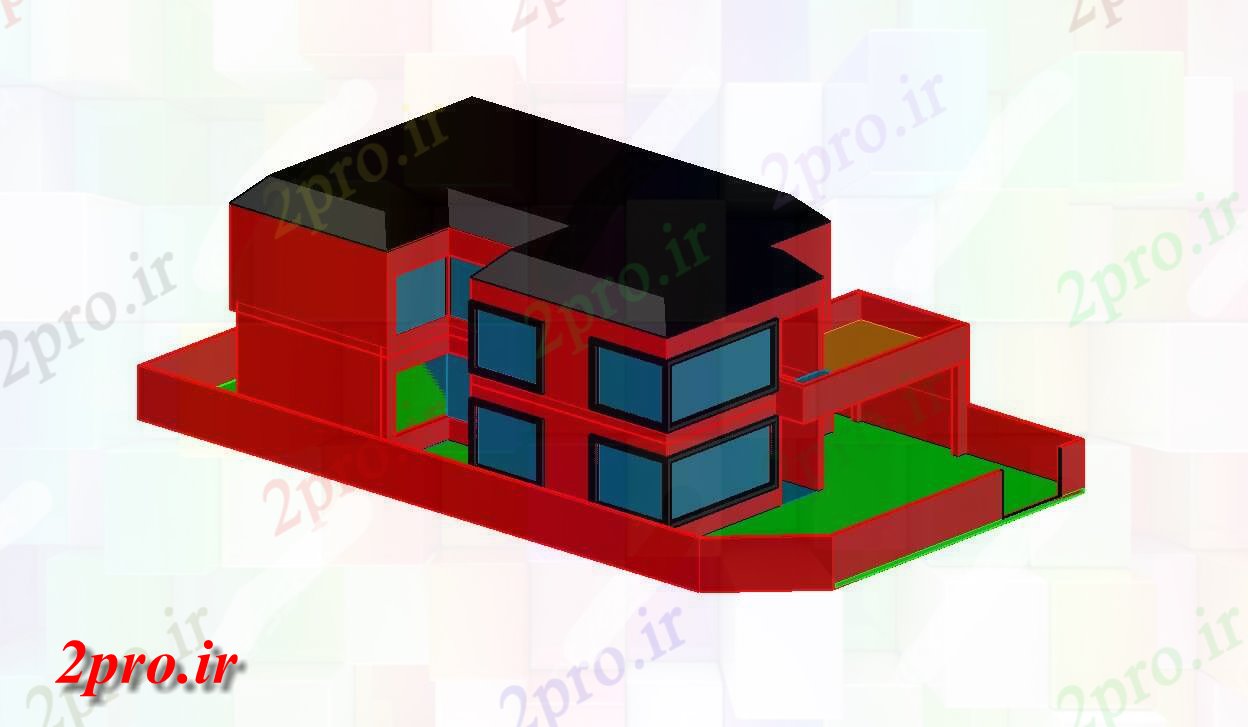 دانلود نقشه سه بعدی بلوک های نگهدارنده مسکونی برنامه تریدی خانه (کد54668)
