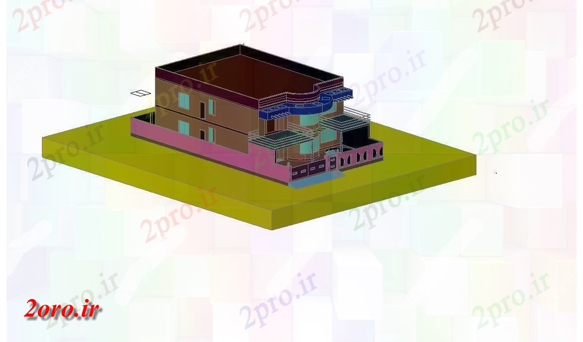 دانلود نقشه خانه های سه بعدی طرحی تریدی ویلا (کد54669)