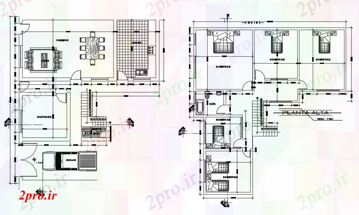 دانلود نقشه خانه مسکونی ، ویلاBHK خانه طرح 14 در 15 متر (کد54778)