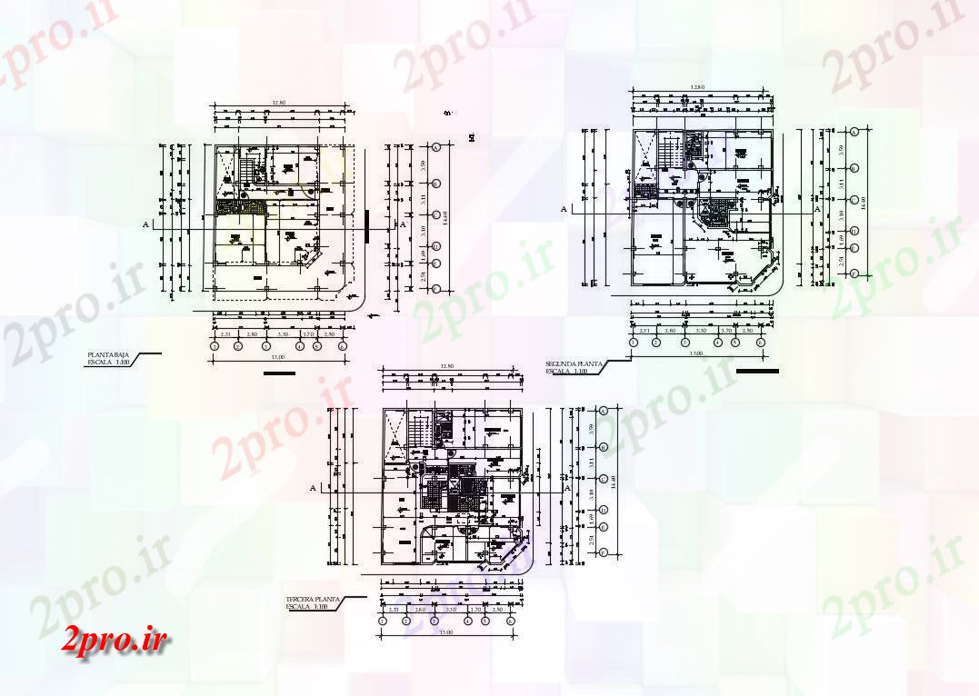 دانلود نقشه خانه های کوچک ، نگهبانی ، سازمانی - لوکس خانه طراحی 13 در 14 متر (کد54781)