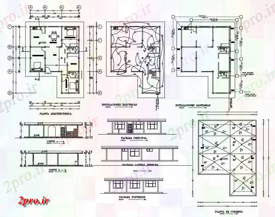 دانلود نقشه آپارتمان یک طبقه طرحی یک طبقه خانه 11 در 15 متر (کد54788)