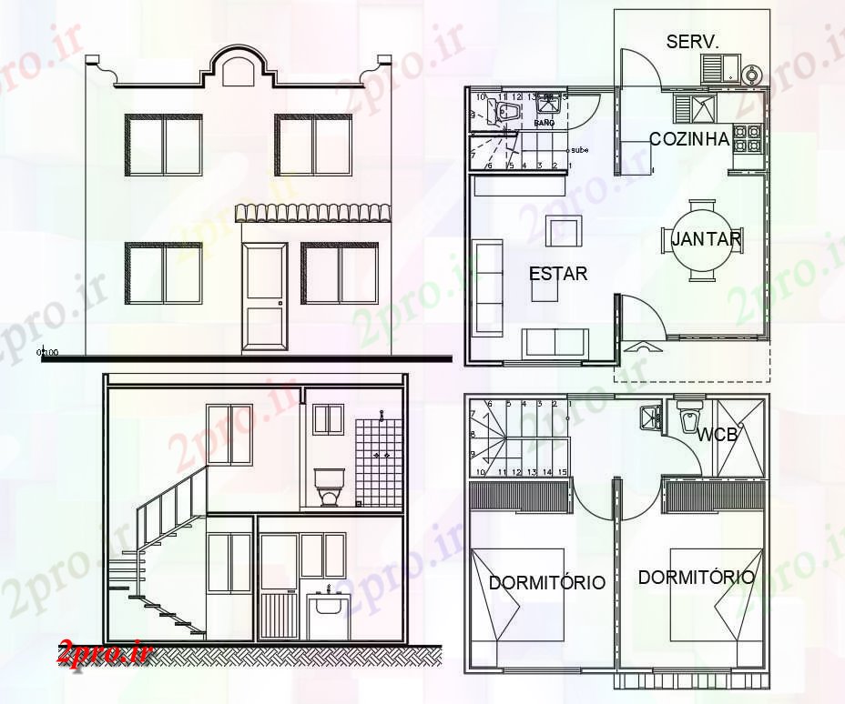 دانلود نقشه آپارتمان یک طبقه صفحه اصلی کوچک طراحی 5 در 6 متر (کد54854)