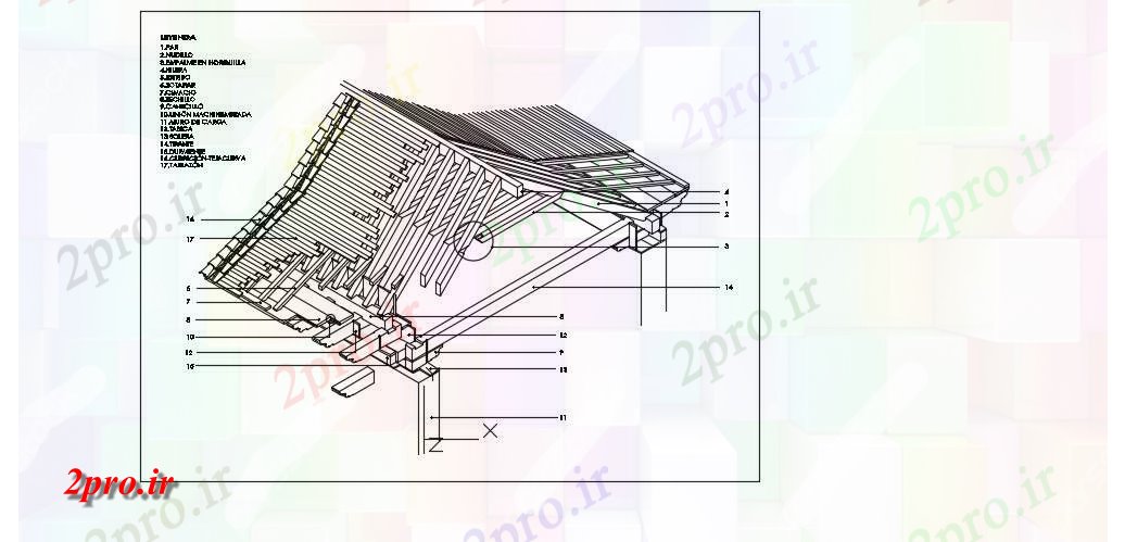 دانلود نقشه پلان مقطعی سقف جزئیات بخش (کد54933)