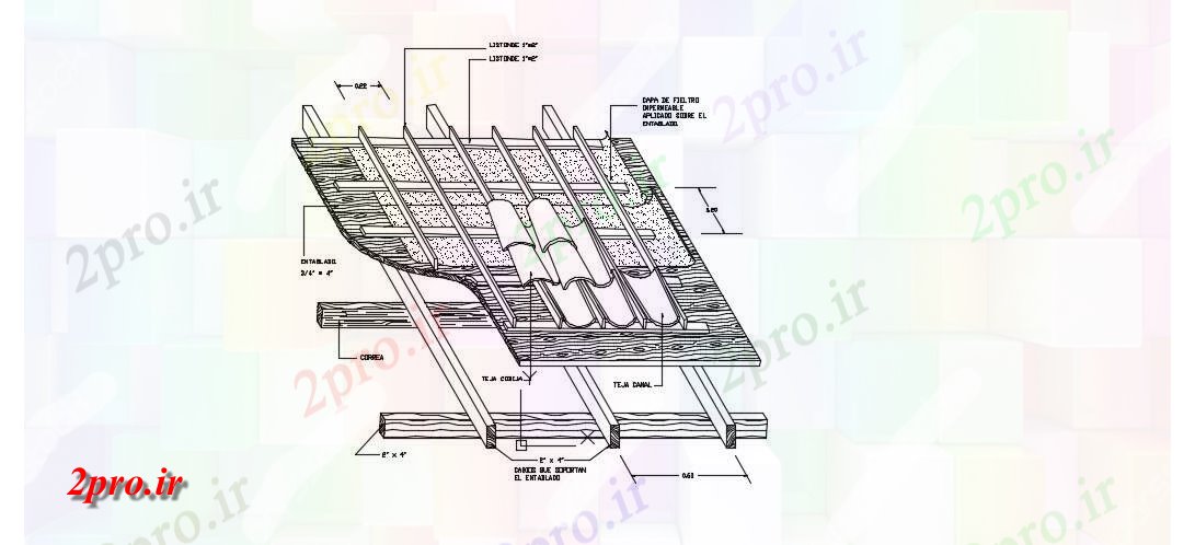 دانلود نقشه طراحی جزئیات ساختار جزئیات سقف (کد54934)
