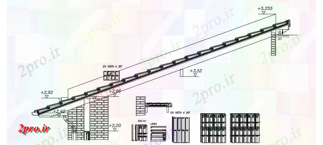 دانلود نقشه جزئیات ساخت و ساز سقف کاشی طراحی (کد54950)