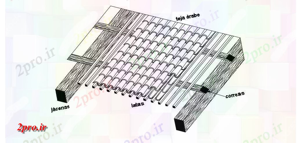 دانلود نقشه جزئیات ساختار سقف جزئیات کاشی (کد54962)