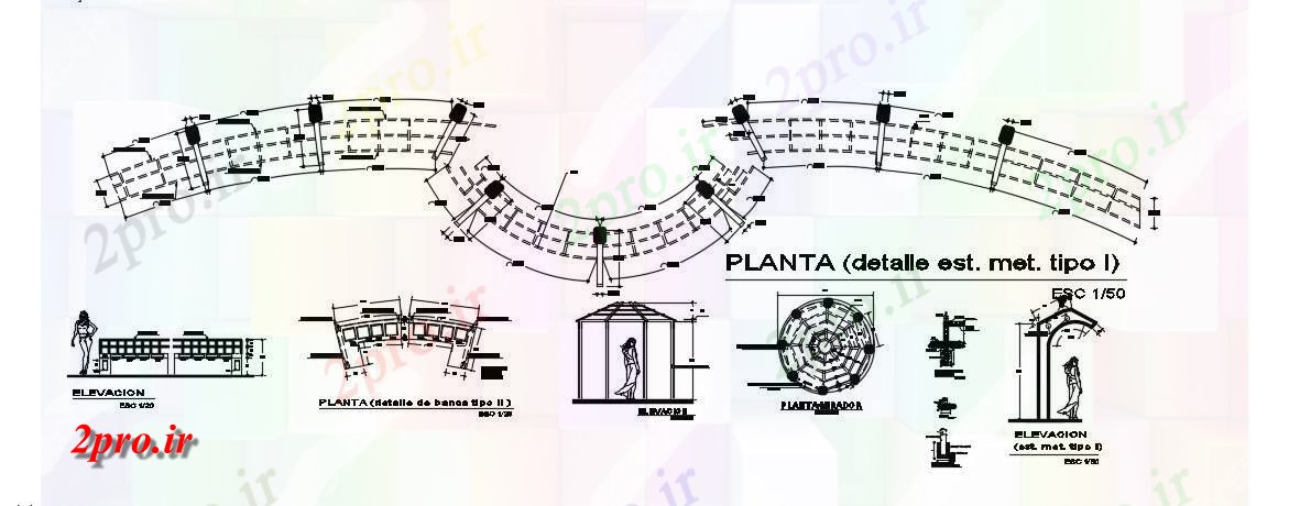 دانلود نقشه جزئیات ساختار کلاه فرنگی جزئیات (کد54967)