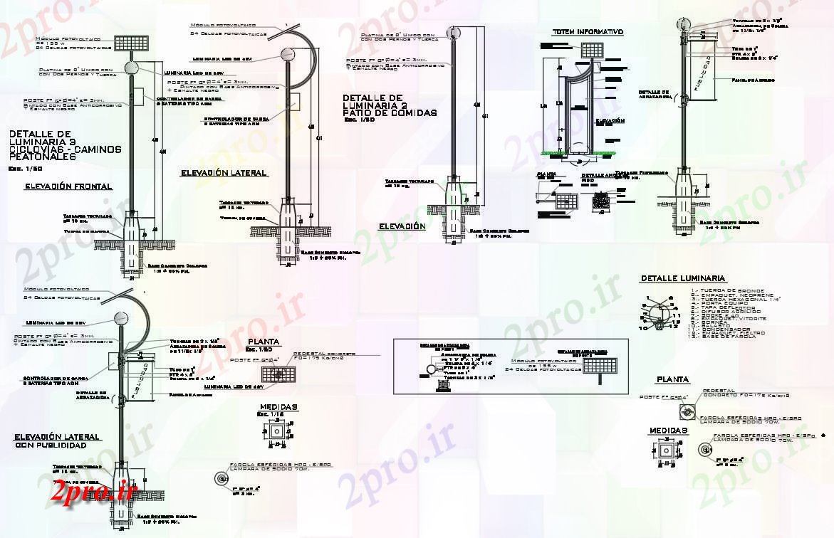 دانلود نقشه معماری جزئیات قدرت واحد نور (کد55070)