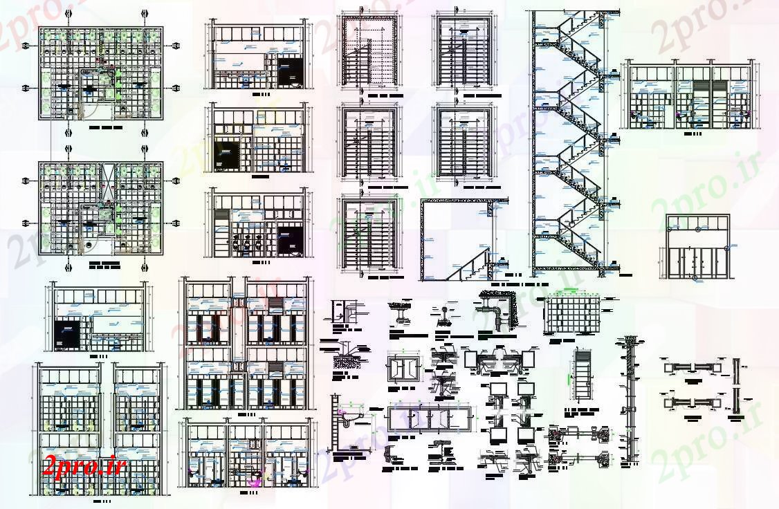 دانلود نقشه  جزئیات آسانسور و   توسعه اتاق راحت و پله (کد55079)
