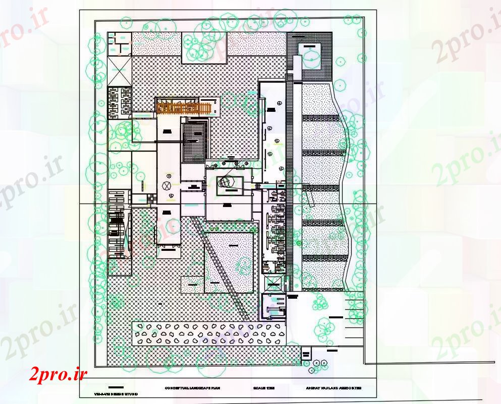 دانلود نقشه ساختمان اداری - تجاری - صنعتی مفهومی محوطه طرحی 114 در 137 متر (کد55092)