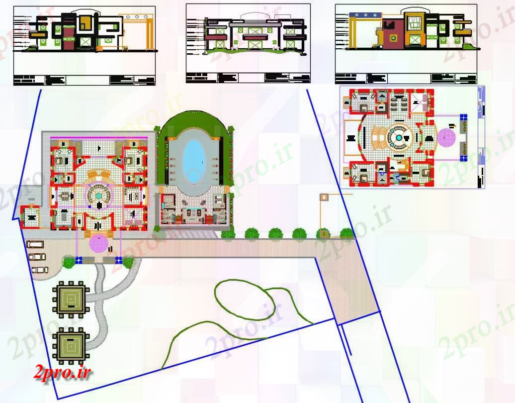 دانلود نقشه مسکونی ، ویلایی ، آپارتمان خانه مدرن پروژه های 23 در 25 متر (کد55103)