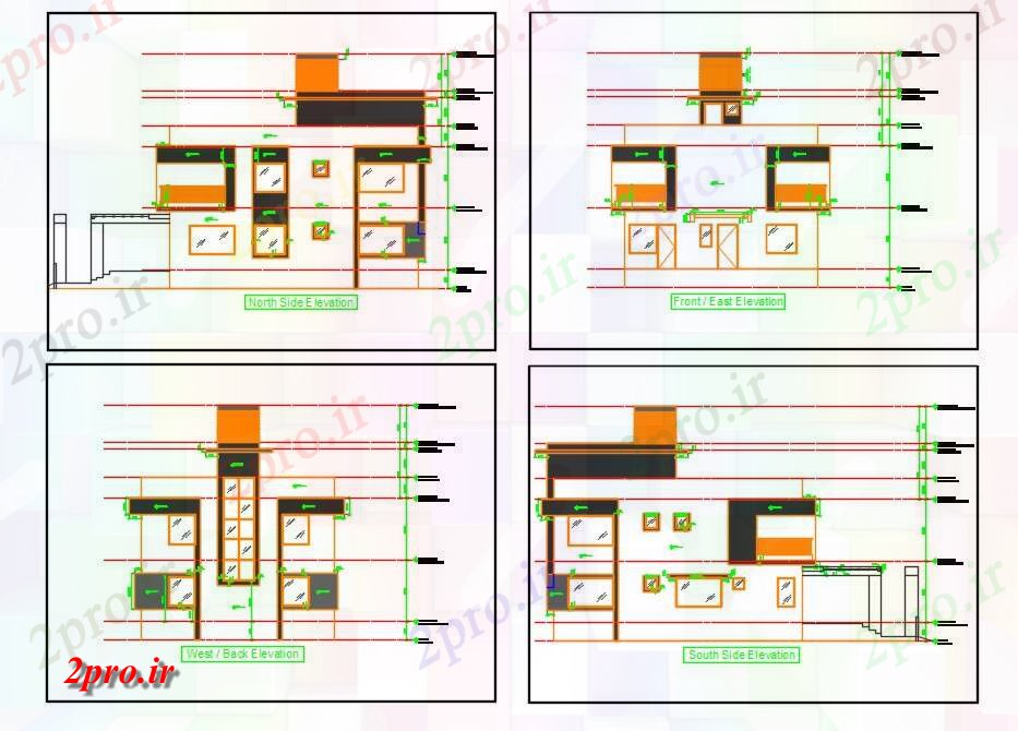 دانلود نقشه مسکونی  ، ویلایی ، آپارتمان  خانه نمای طراحی  نشیمن (کد55117)