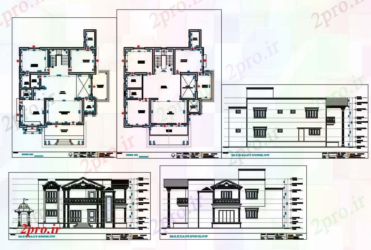 دانلود نقشه خانه های کوچک ، نگهبانی ، سازمانی - پروژه ویلایی معماری 13 در 16 متر (کد55149)