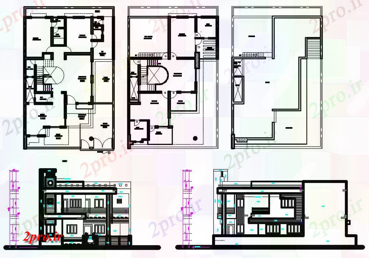 دانلود نقشه خانه های کوچک ، نگهبانی ، سازمانی - خانه مدرن طرحی 11 در 17 متر (کد55151)