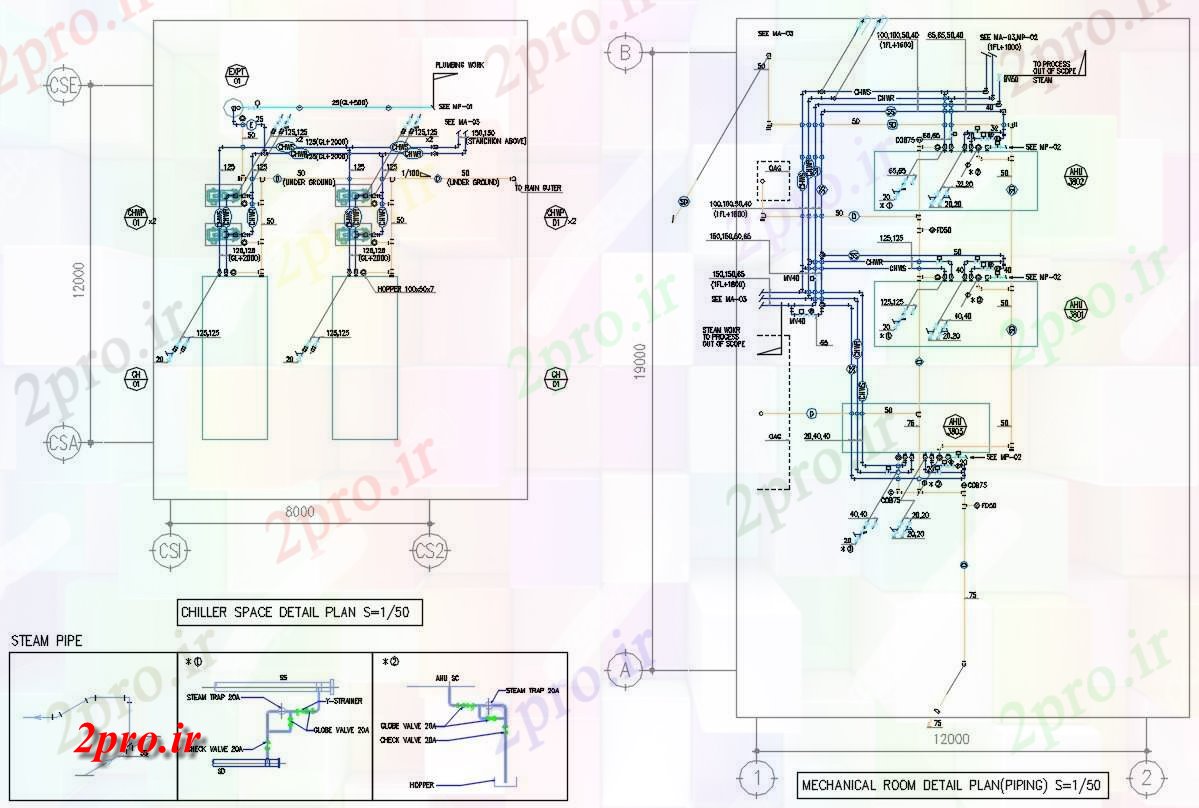 دانلود نقشه ماشین الات کارخانه اتاق مکانیک (کد55156)