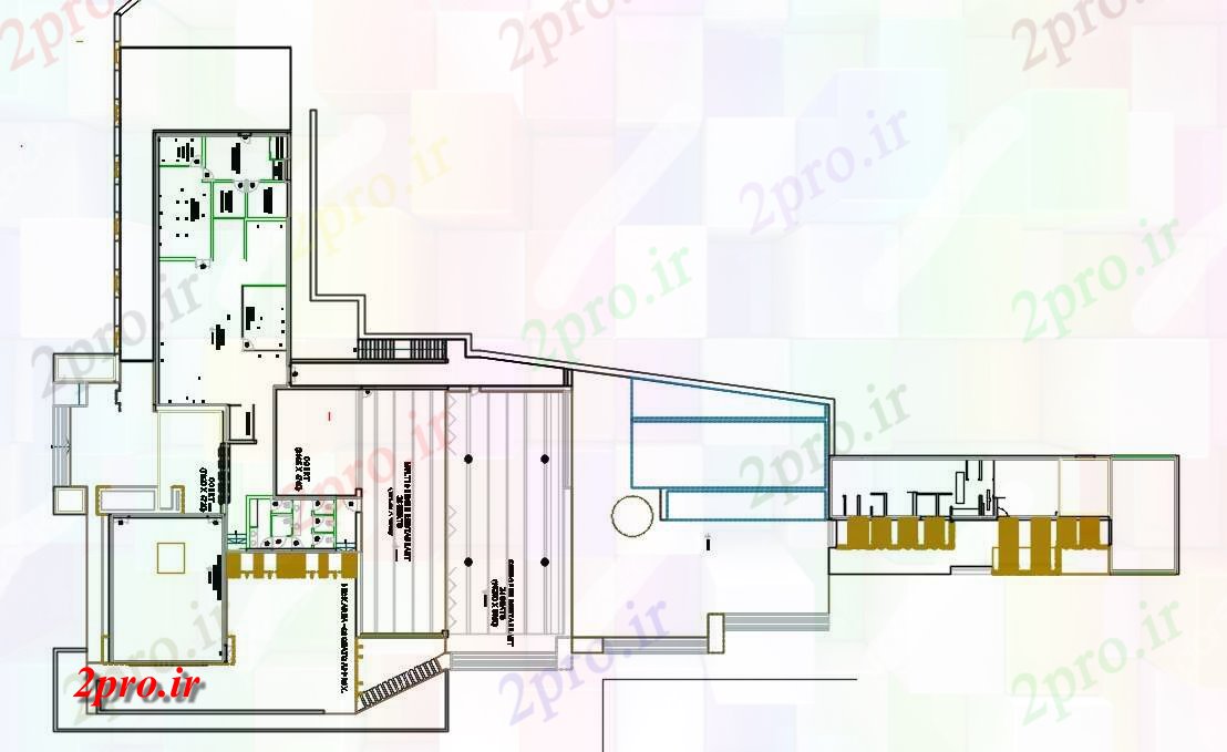دانلود نقشه هتل - رستوران - اقامتگاه طرحی چیدمان رستوران 18 در 33 متر (کد55168)