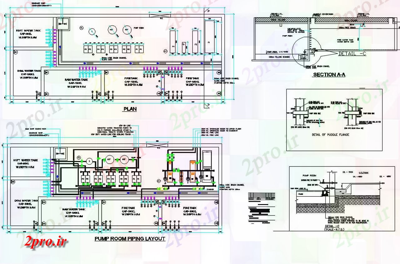 دانلود نقشه جزئیات لوله کشی پمپاژ  نشیمن (کد55172)