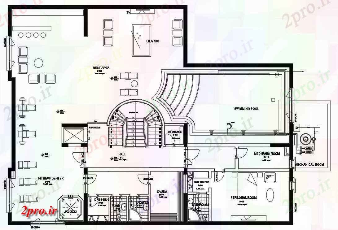 دانلود نقشه خانه مسکونی ، ویلاطرحی از خانه طراحی 42 در 55 متر (کد55183)