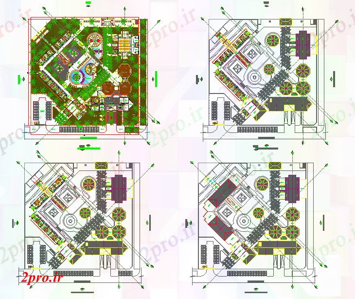 دانلود نقشه مسکونی ، ویلایی ، آپارتمان پروژه هتل گردشگری 100 در 100 متر (کد55232)
