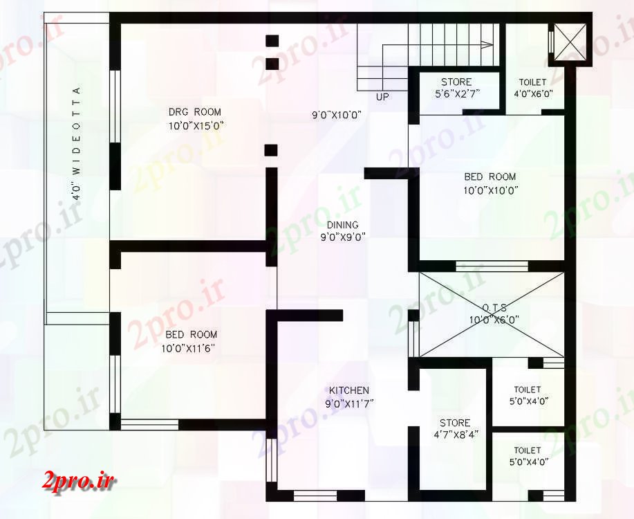 دانلود نقشه مسکونی ، ویلایی ، آپارتمان جزئیات طرحی خانه 10 در 11 متر (کد55261)