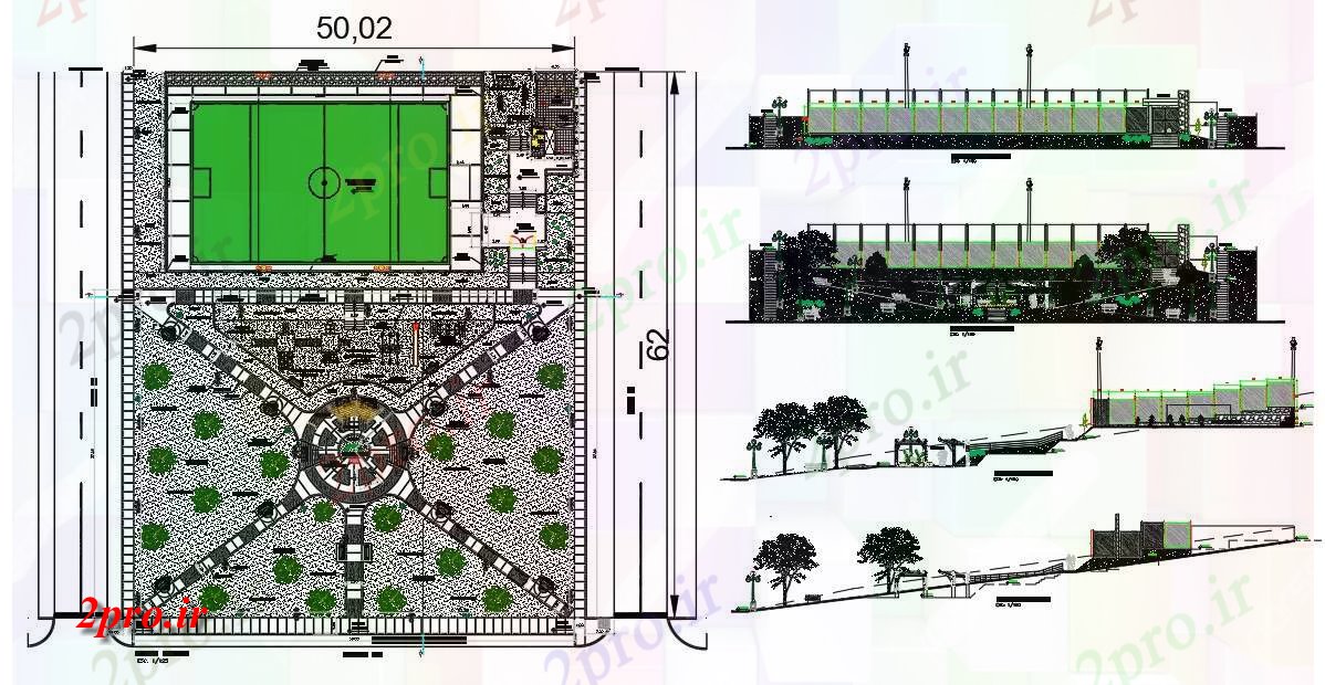 دانلود نقشه باغ باغ با ورزش منطقه طراحی و 4 در 10 متر (کد55271)